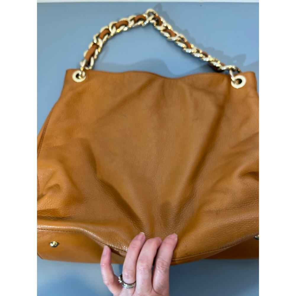 Mark & Graham bag brown leather small initials heavy gold chain soft - Picture 7 of 12